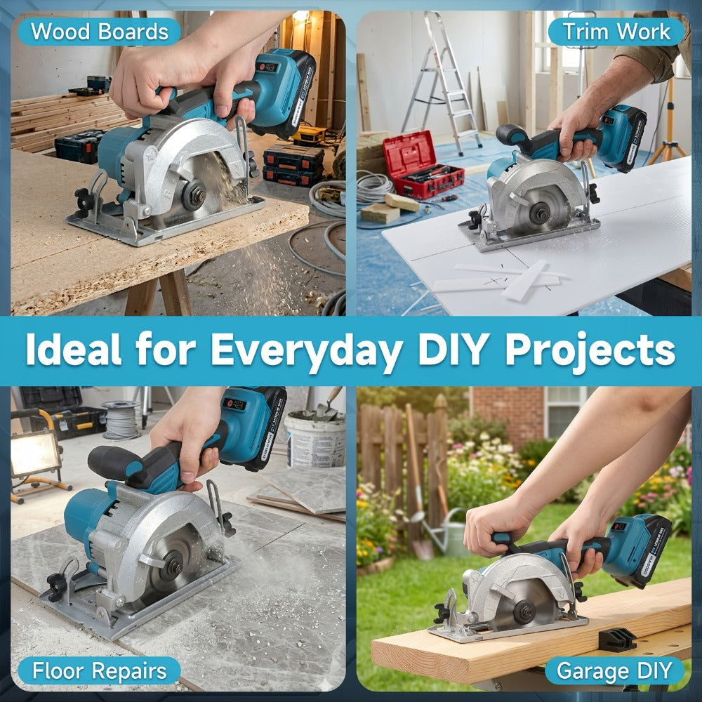 Brushless Circular Saw Kit 21V Cordless, Battery & Charger Included, Adjustable 45¡ã Bevel Cutting, Saw Blades Included, Variable Speed, Compact & Lightweight for Woodworking & Home Projects