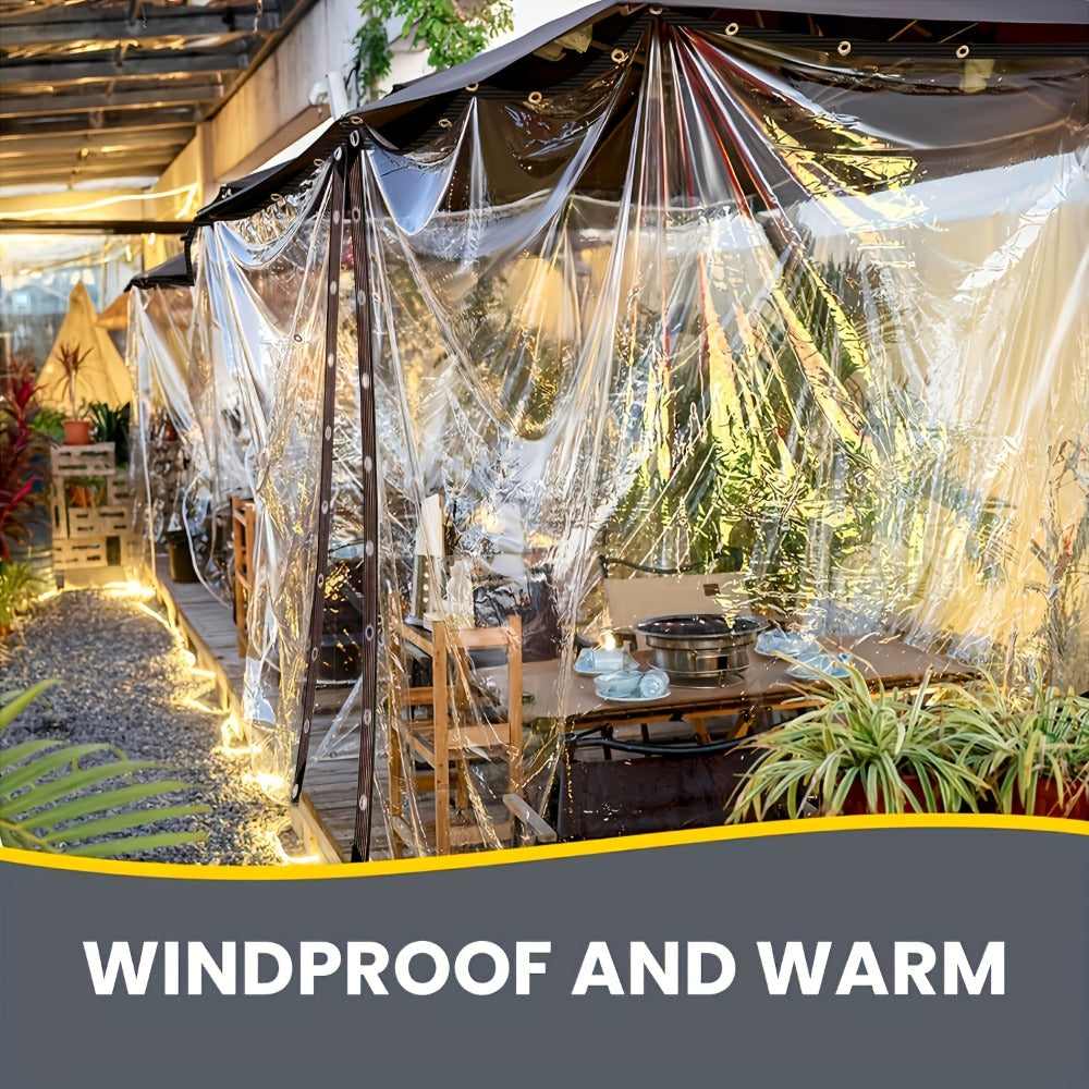 Clear Waterproof Tarp Heavy Duty Thickened Outdoor Cover with Sealed Edges, Transparent Rain Tarp for Patio, Porch Awning, Chicken Coop, Camping & Greenhouse, Multiple Sizes Available