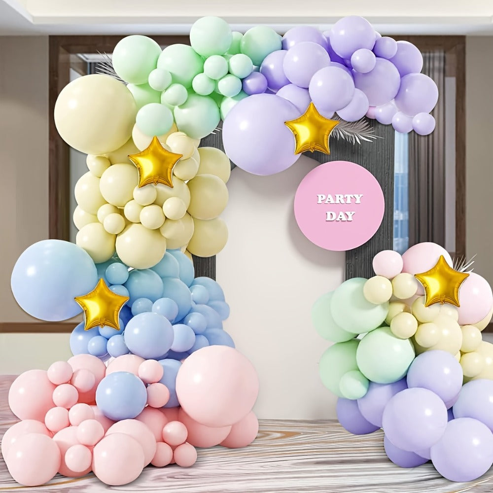 Pastel Balloon Set 370pcs ¨C 10 & 5 Inch Macaron Latex Balloons with Wreath Kit for Birthday Party, Wedding, Graduation & Celebration Decorations