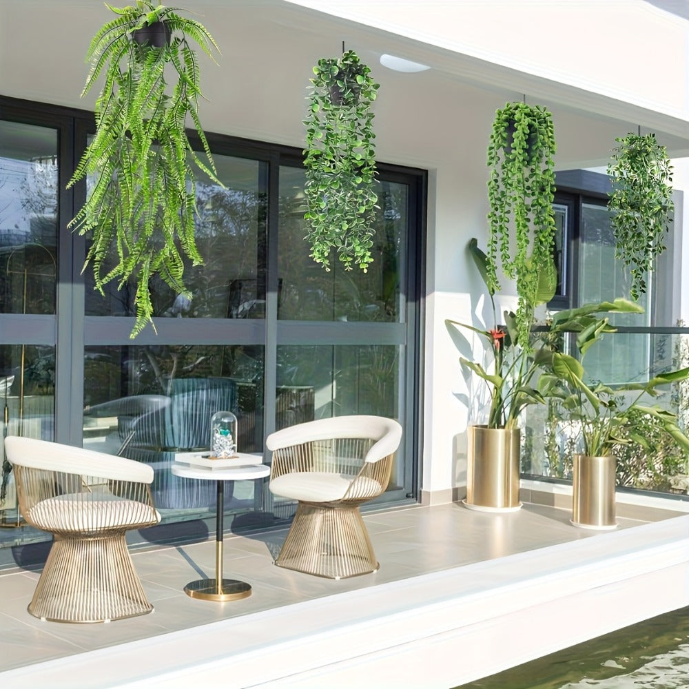 Artificial Hanging Plants 4 Pack ¨C Fake Trailing Vines for Indoor Outdoor Wall Shelf Room Decor, Realistic Faux Rose Greenery Hanging Basket Decoration