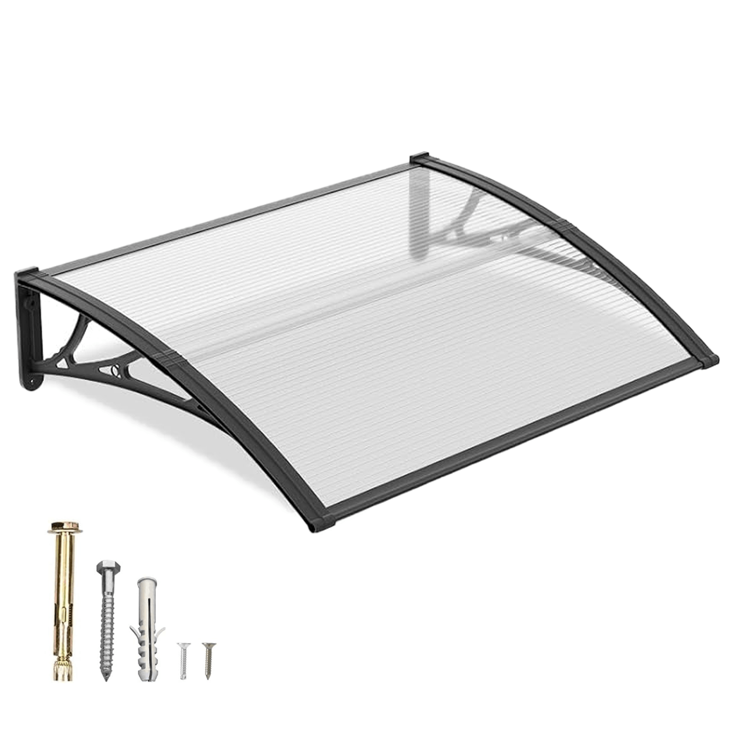 Window Awning Door Canopy Polycarbonate Overhang ¨C UPF 50+ UV & Rain Protection, Leak-Proof Hollow Sheet, Weather-Resistant Outdoor Patio Awning for Doorways, Windows, Storefronts ¨C Multiple Sizes & Colors