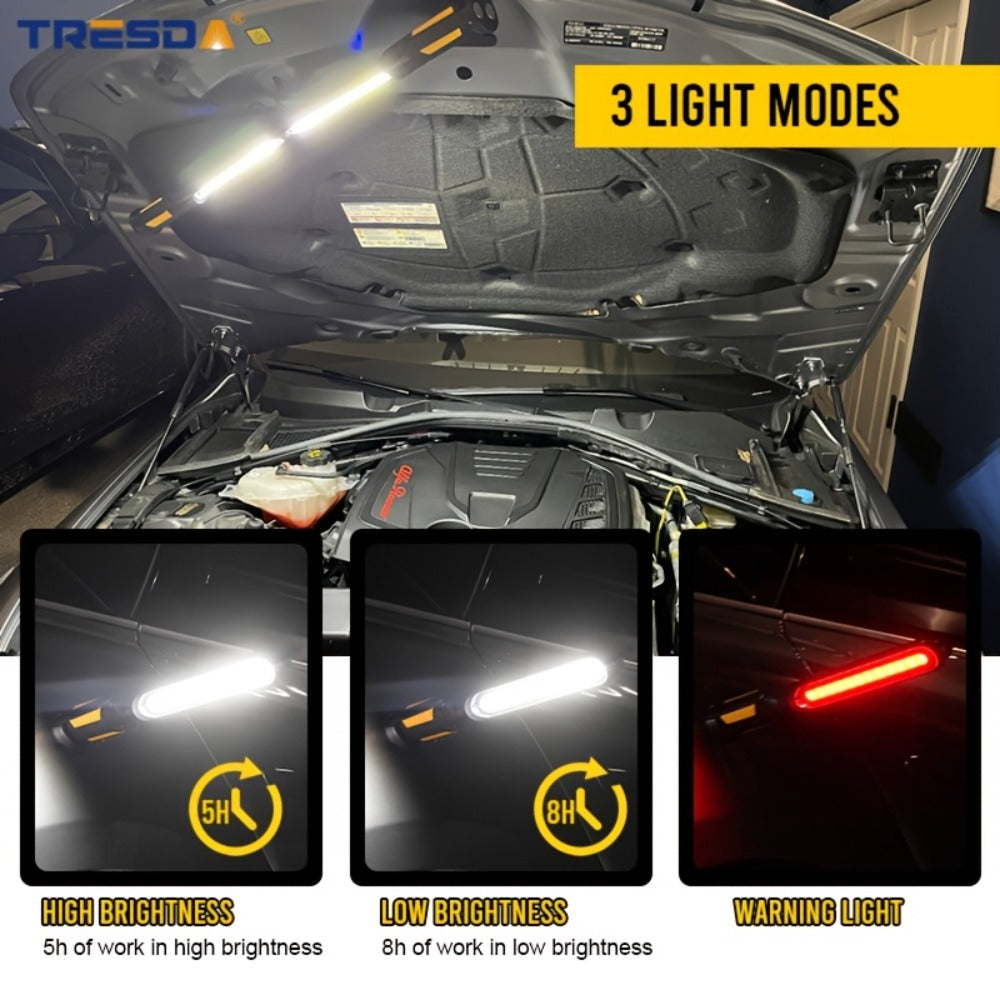 LED Work Light Rechargeable Cordless with Magnetic Base & Hook ¨C Portable Mechanic Floodlight, Adjustable Brightness, Motion Sensor Control, Waterproof for Car Repair, Workshop, Garage, Outdoor & Emergency Use