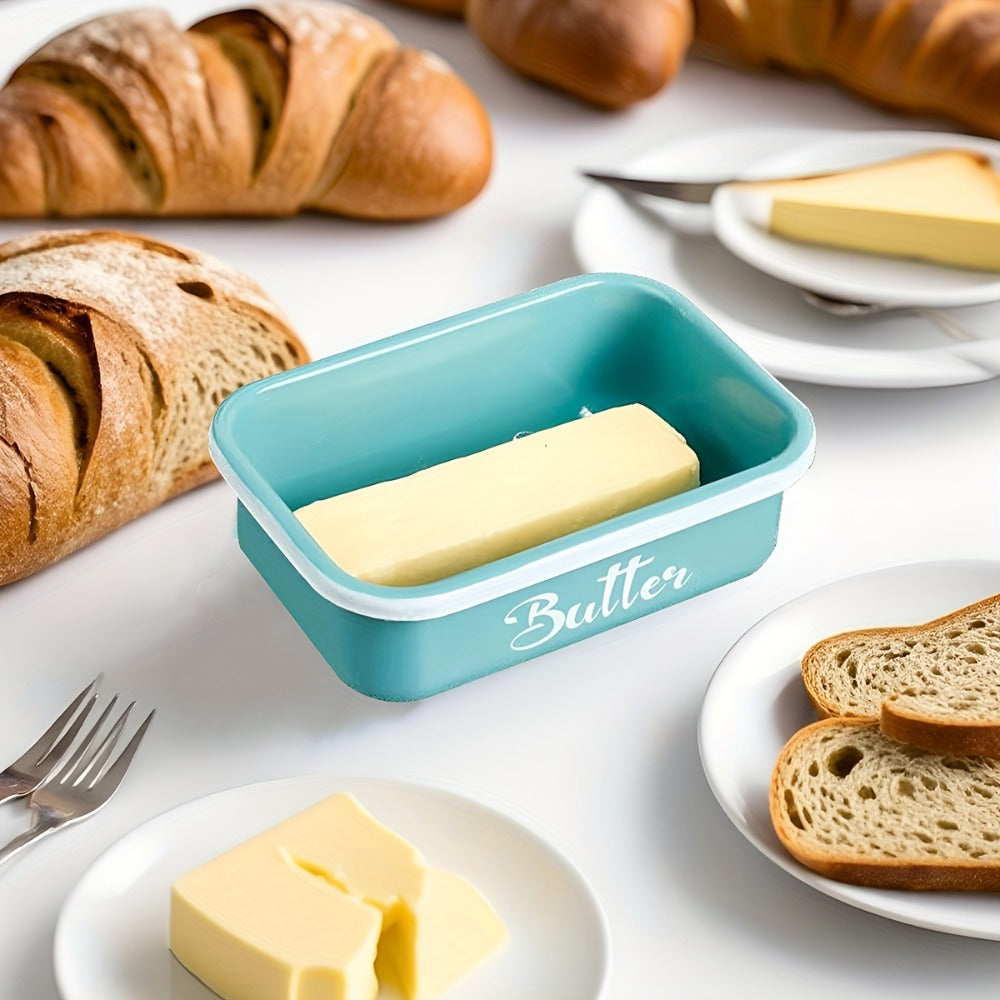 Butter Dish with Bamboo Lid & Knife, Iron Airtight Butter Keeper & Cheese Storage Box ¡ª Large Capacity Kitchen Counter Butter Container | Holiday Gift | Black, Gray, Green
