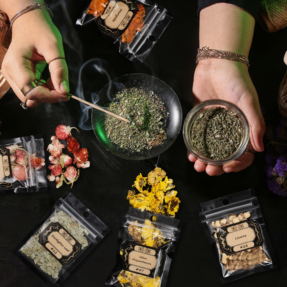 Dried Herbs for Witchcraft 50-Pack ¨C Bulk Dried Flowers & Herb Kit for Wicca Beginners, Pagan Rituals, Magic Spells & Altar Supplies, Candle & Soap Making, Esoteric Witchcraft Gift Set
