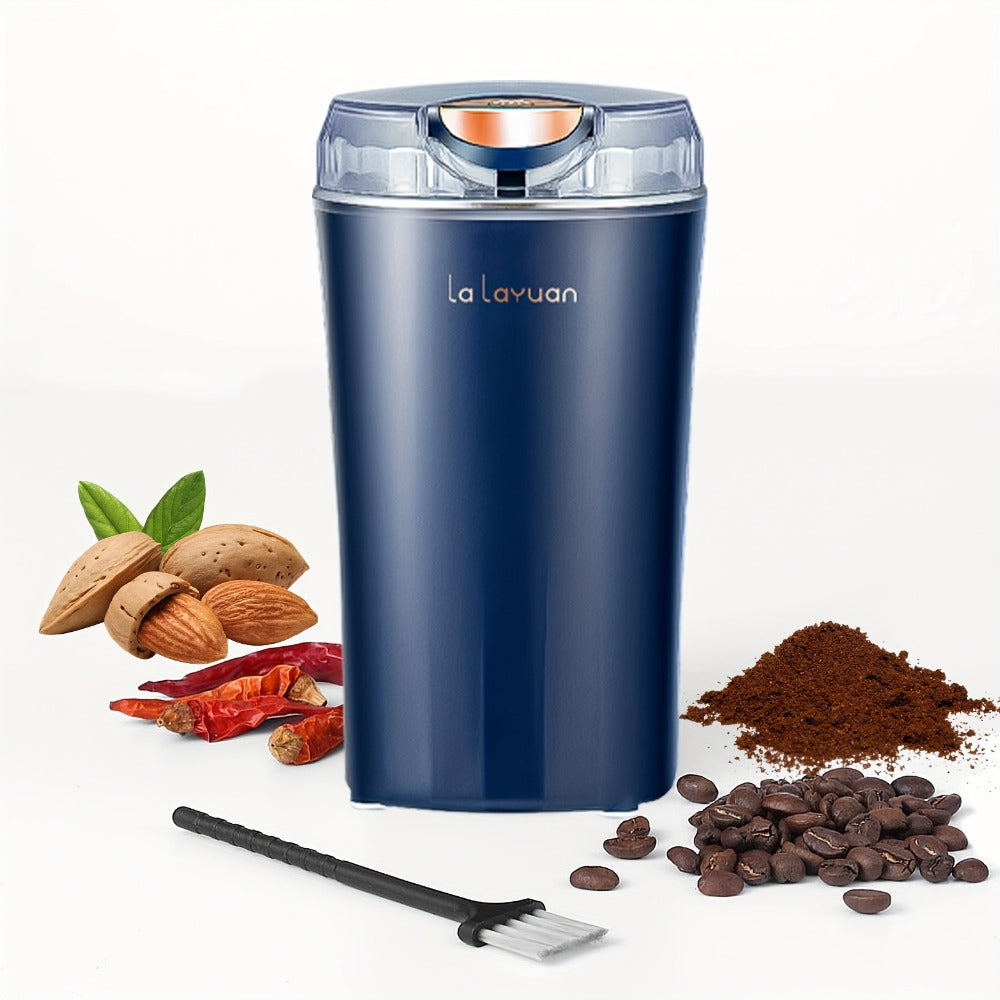 Electric Coffee Grinder 200W | Quiet Spice Grinder | 80g Large Capacity 12 Cups | 304 Stainless Steel Blade | One-Touch Operation | Grinds Coffee Beans Spices Nuts Grain | Blue Black