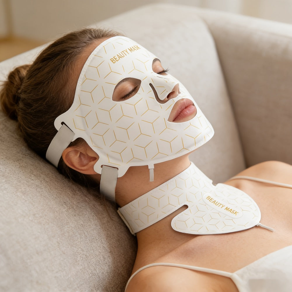 LED Face Mask ¨C 7-in-1 Red Light Therapy for Face & Neck, 93+80 LED Beads, Separate Silicone Applicator, 1800mAh Rechargeable, Adjustable Color Brightness & Timer, Anti-Aging Skin Care Gift for Women