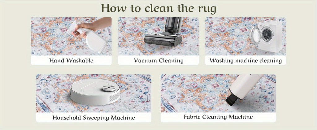 Vintage Persian Area Rug Machine Washable Non-Slip Non-Shedding Floral Indoor Carpet for Living Room Bedroom in Multiple Colors and Sizes