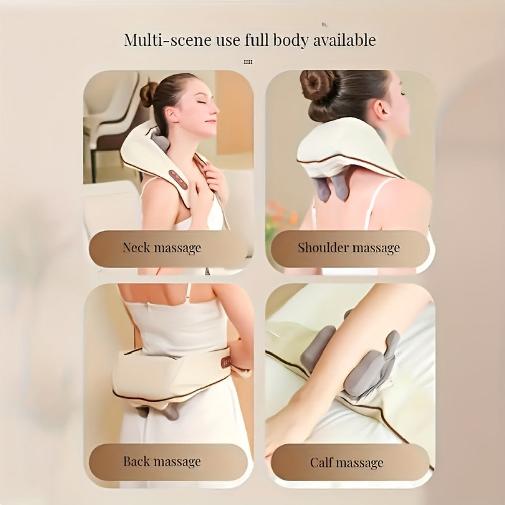 Neck Massager Shiatsu with Heat ¨C 6-Node Deep Kneading Wireless Massager for Neck, Shoulders & Trapezius Muscles | Hands-Free Electric Neck & Shoulder Massager with Heating Function