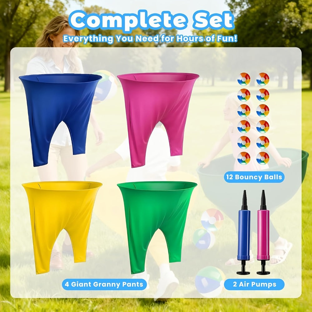 Grandma Pants Yard Game Inflatable Outdoor Party Game Set with Elastic Ball & Air Pump, Polyester