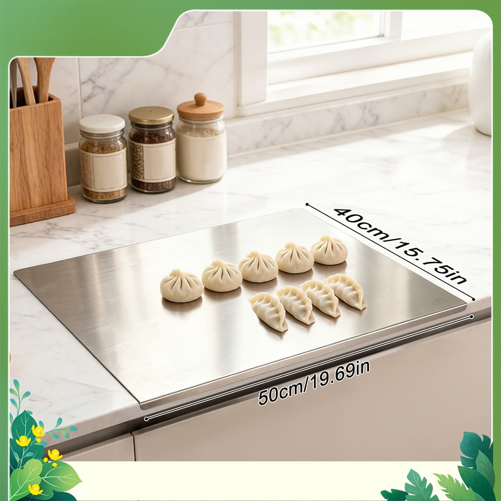 Stainless Steel Cutting Board & Rolling Pastry Board ¨C Non-Slip Kitchen Prep Mat with Butcher Block Surface