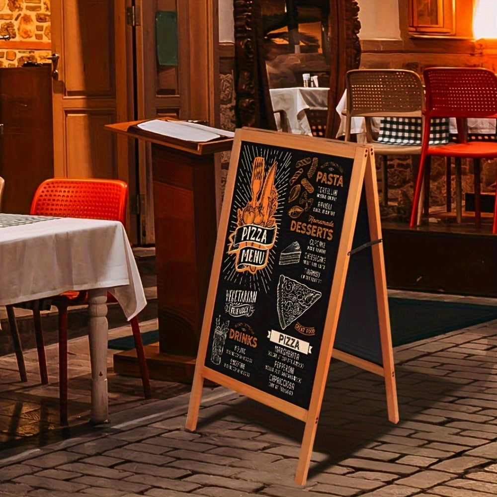 A-Frame Chalkboard Sign Double Sided Magnetic Wooden Standing Blackboard Menu Display Board for Restaurant Coffee Shop Bar Sidewalk Sandwich Board 39x20 Inch