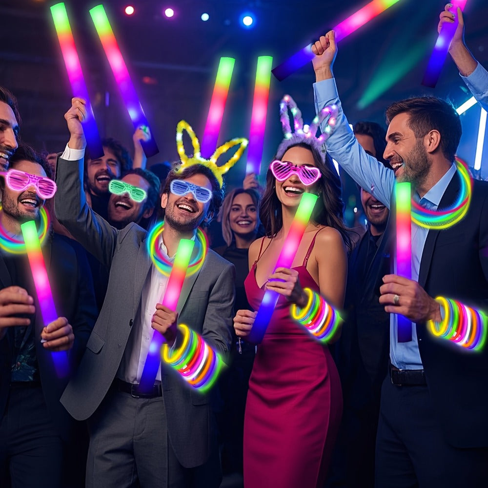 LED Bunny Ear Headbands 25-Pack | Glowing Light Up Rabbit Ears with 3 Flashing Modes for Party Halloween Christmas Weddings Concerts Cosplay Photo Props Unisex Adult