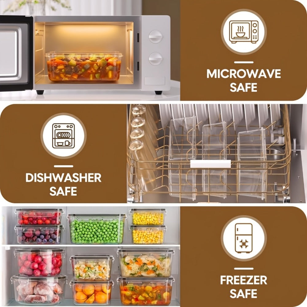 Food Storage Containers with Lids Airtight Plastic Meal Prep Containers Stackable Leak Proof BPA Free for Pantry Kitchen Refrigerator Freezer with Labels