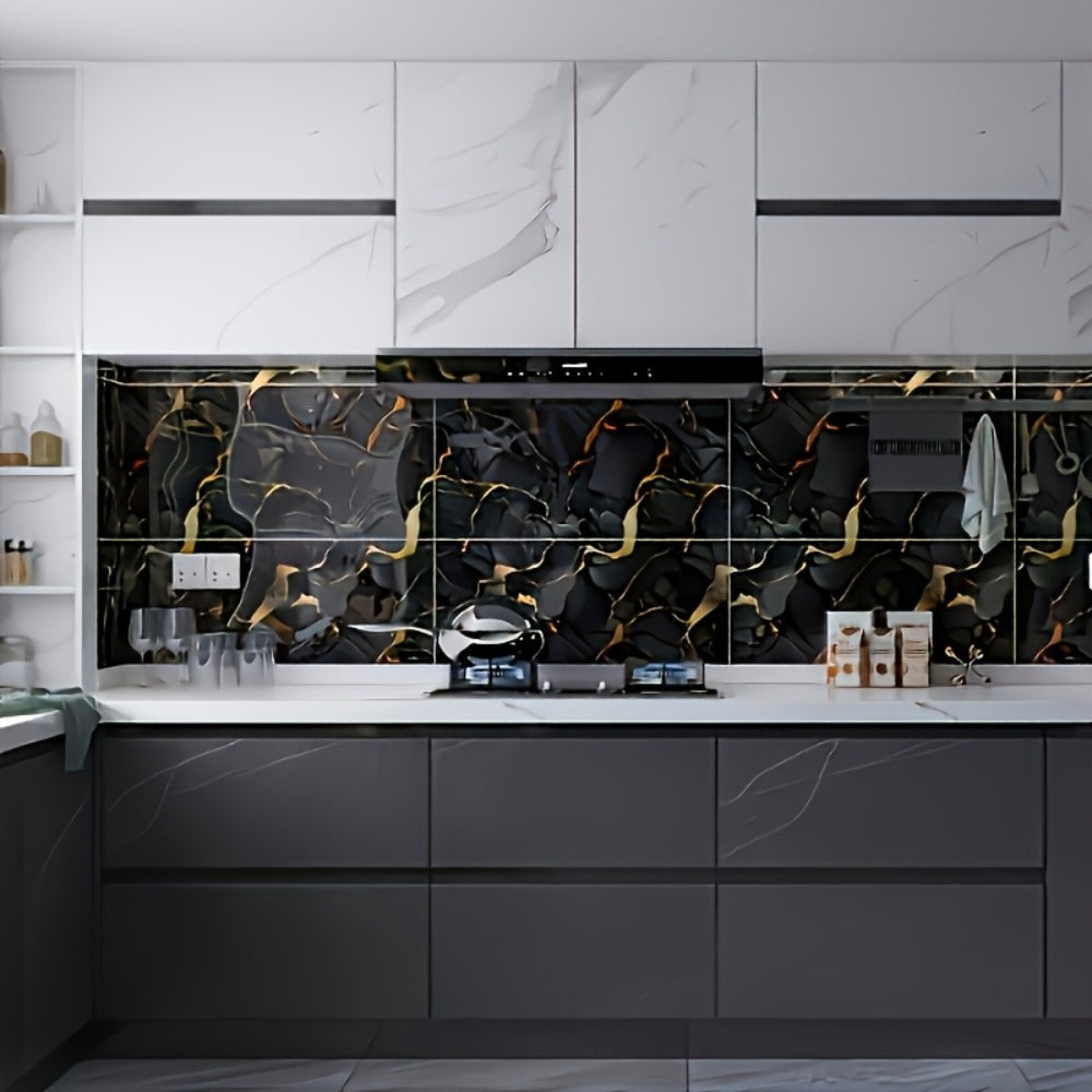 Peel and Stick Marble Tile Stickers ¨C Self Adhesive Foam Wall Tiles for Bathroom Kitchen Office Bohemian Home Decor (50/100pcs, White/Gray/Black/Blue Gold)