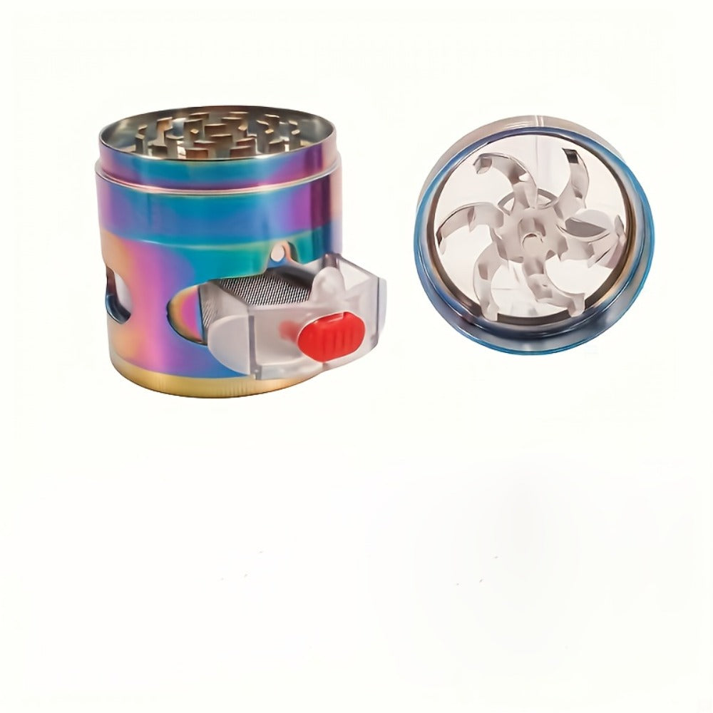 Spice Grinder 4-Layer Hand Crank Metal Herb Grinder ¨C Colorful Rainbow Multifunctional Spice Crusher for Kitchen, Manual Spice Mill, Kitchen Gadget Gift