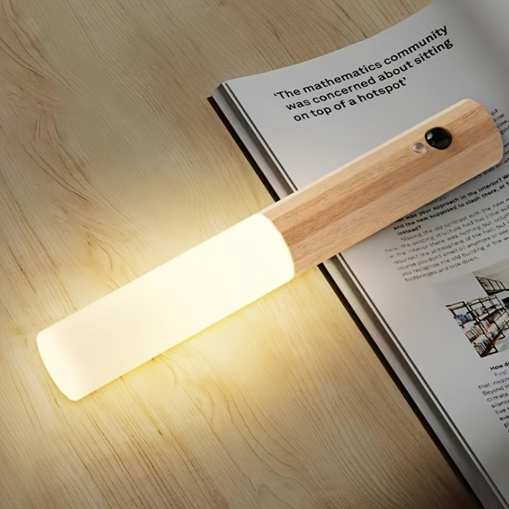 Motion Night Light Rechargeable LED ¨C IPX4 Waterproof Wood Grain & Walnut Under Cabinet Step Lamp for Staircase, Hallway, Wardrobe, Closet & Indoor Walls (2 or 4 Pack)