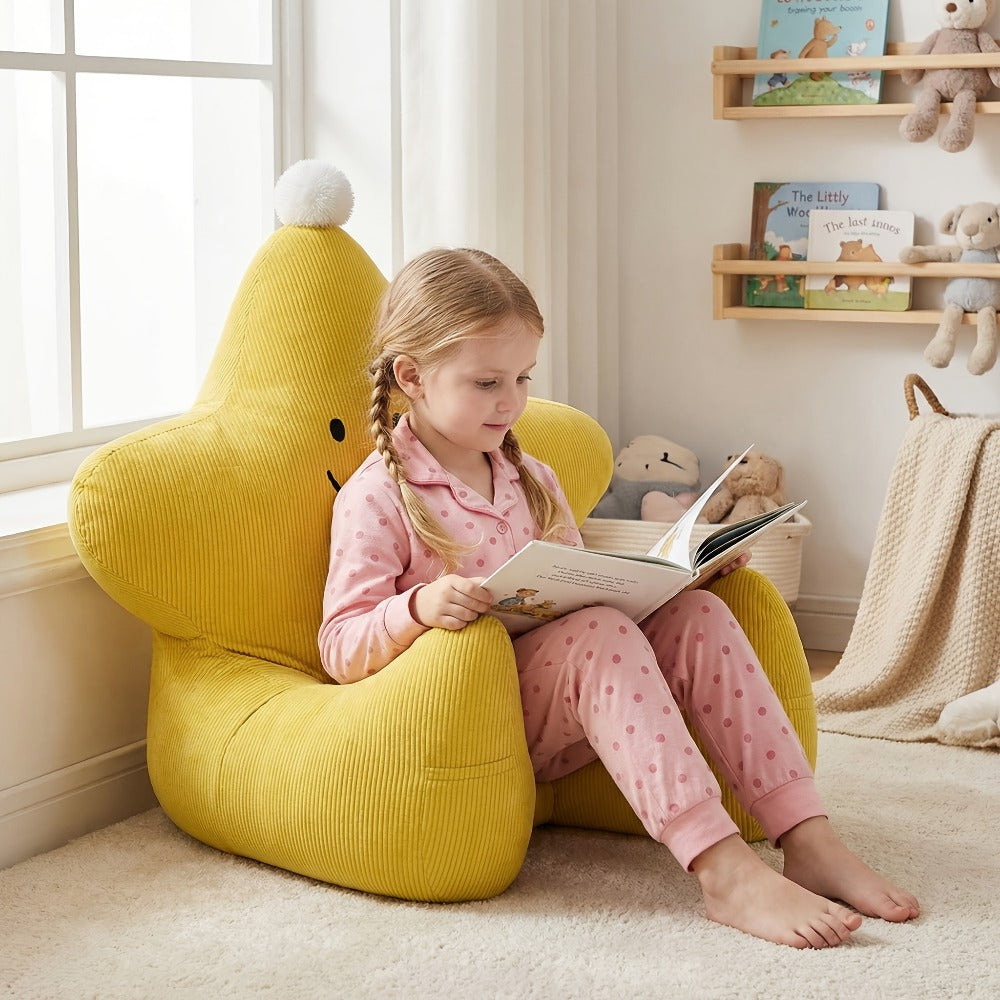 Kids Reading Pillow Star Shape with Neck Support Back Support Lumbar Support & Armrests Ergonomic Spine Protection Sit-Up Pillow for Children Reading Study Gaming on Sofa Bed Floor (Blue Green Yellow Pink)