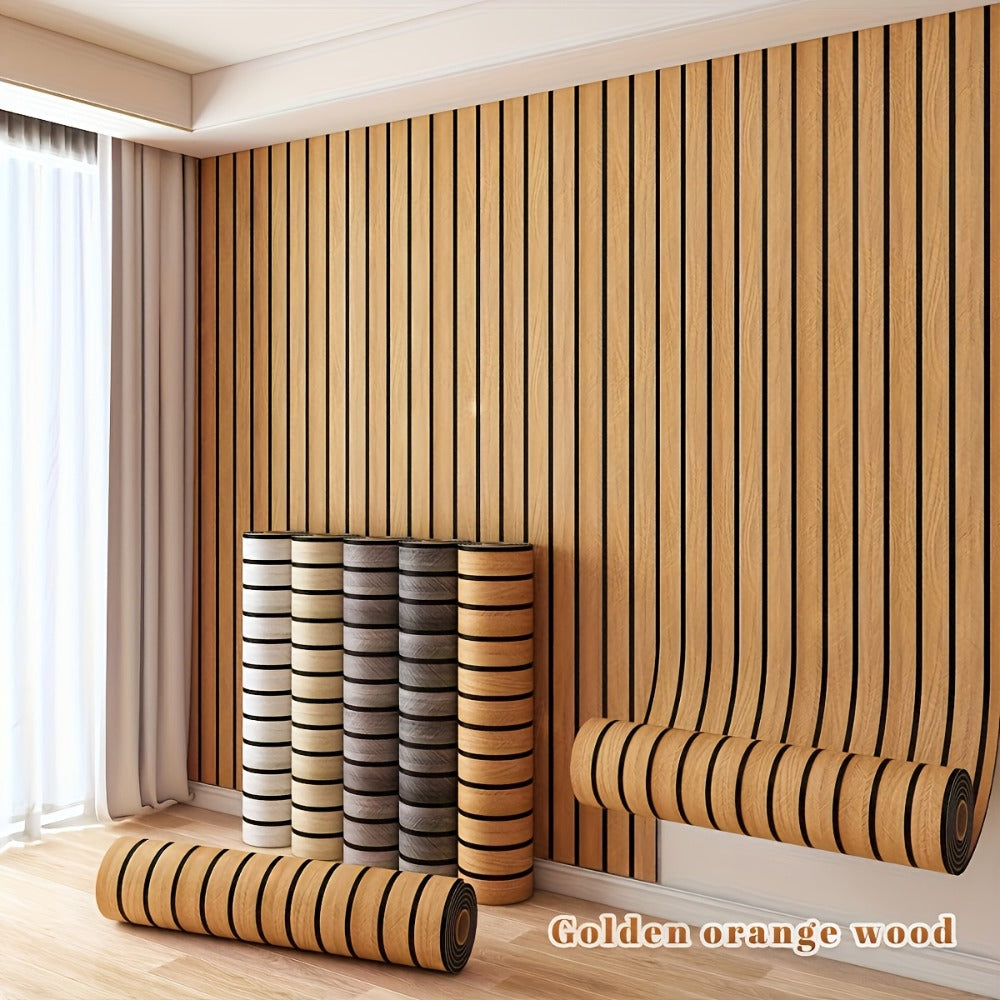 3D Wood Grain Wall Panels Self-Adhesive Peel and Stick Soundproof Grid Board Thick Matte Finish Wallpaper for Walls Ceilings Curved Surfaces Home Decor Easy Install