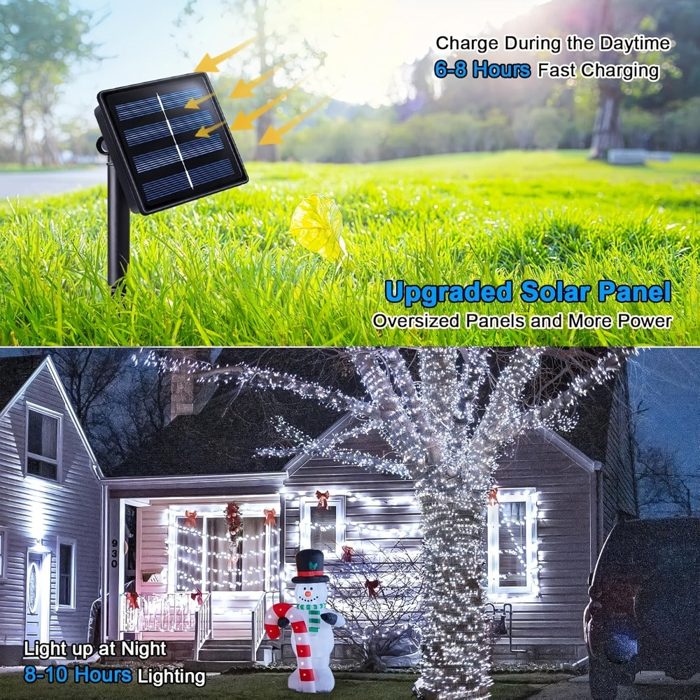 Solar LED Fairy String Lights IP65 Waterproof ¨C 40FT or 80FT with 8 Lighting Modes for Independence Day, Christmas, Wedding, Garden & Yard ¨C White, Warm White, Multi Color, Purple, Orange & Blue