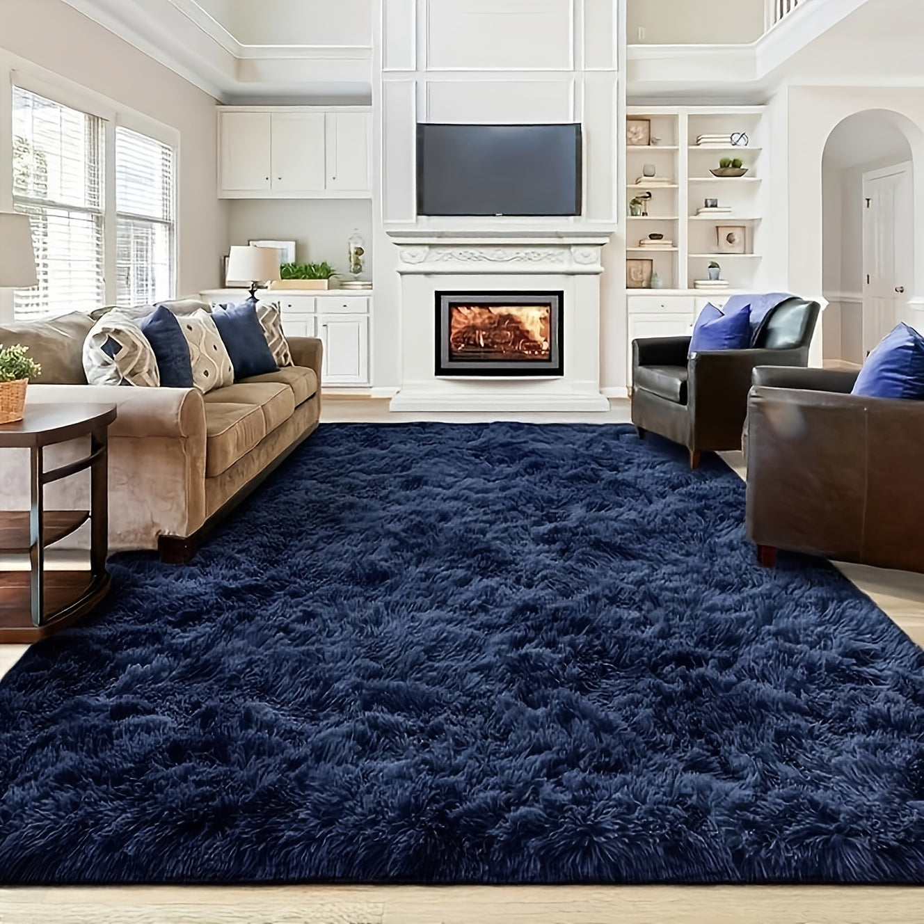 Gradient Color Soft Area Rug - Washable Anti-Slip Shaggy Fluffy Carpet for Living Room & Bedroom | Modern Machine-Made Floor Mat in Extra Large Sizes | Cozy Plush Rug in Multiple Colors