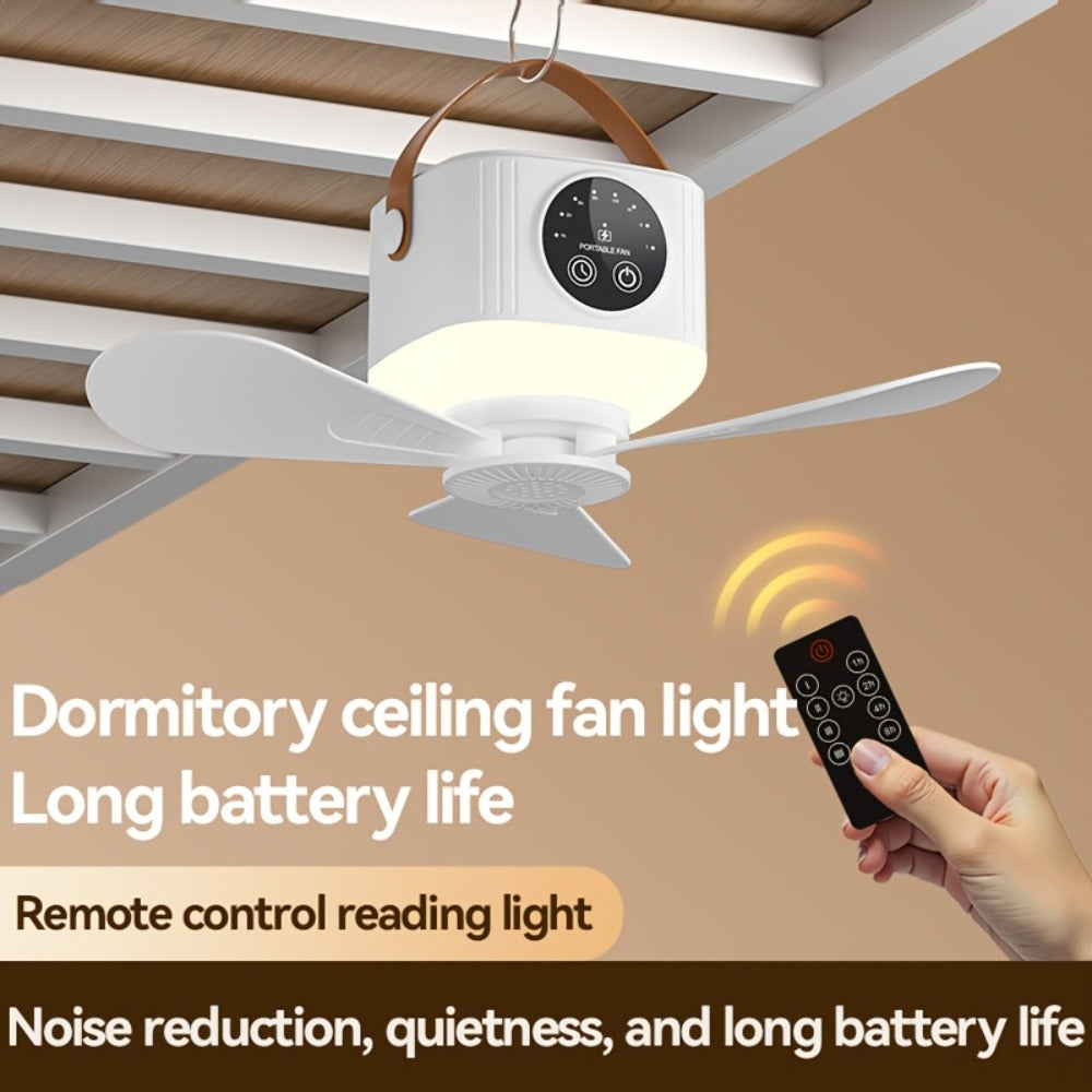 Portable Tent Fan with Remote Control USB Powered Hanging Hook Camping Fan with Triangular Stand Aromatherapy LED Light Emergency Survival Outdoor Fan