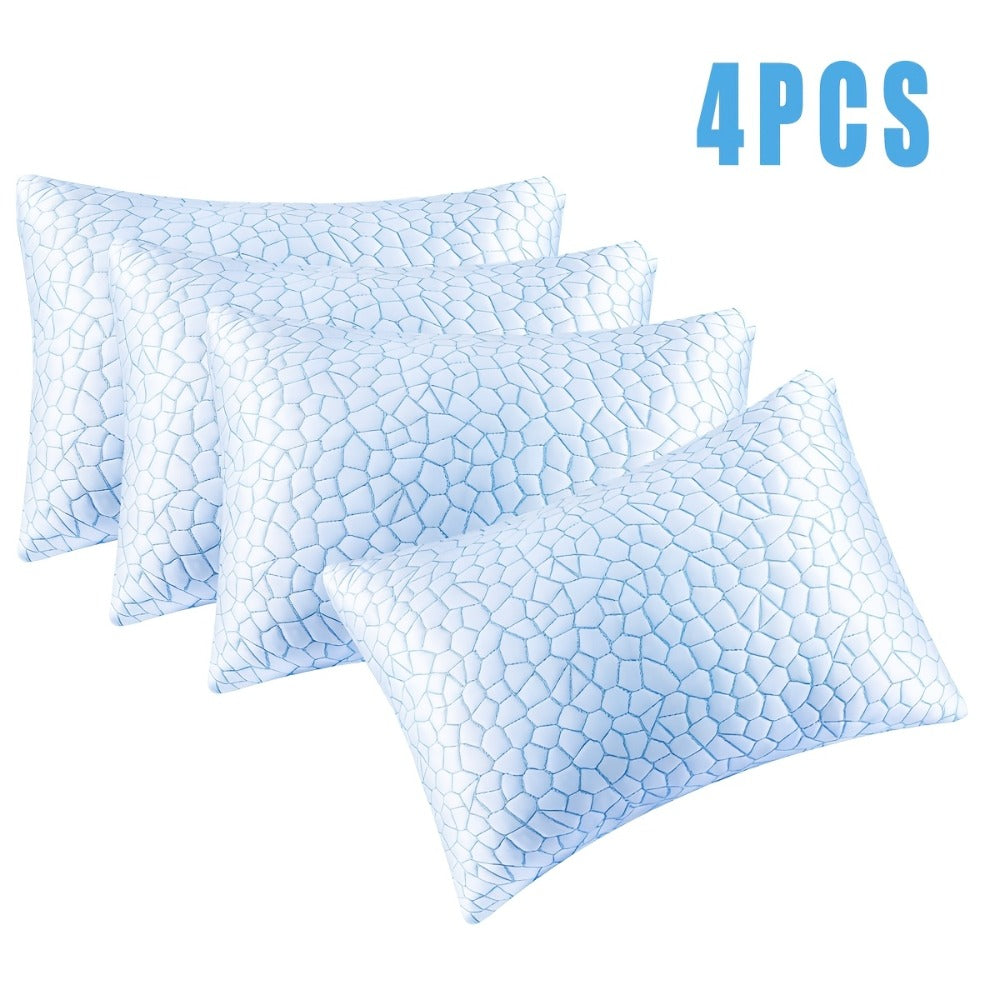 Hotel Quality Sleep Pillows Firm Support Cool-to-Touch Fiber Fill 2/4 Pack - Back Stomach Side Sleeper Pillow Set Soft Breathable Bed Pillows Standard Queen King Size