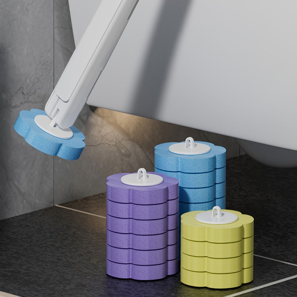 Disposable Toilet Brush Cleaning System with Bracket & Replaceable Heads - Deep Clean Toilet Bathroom Cleaning Kit, No-Touch Hygienic Brush with Refill Packs 17/24/30/35/53 Refills for Home & Bathroom