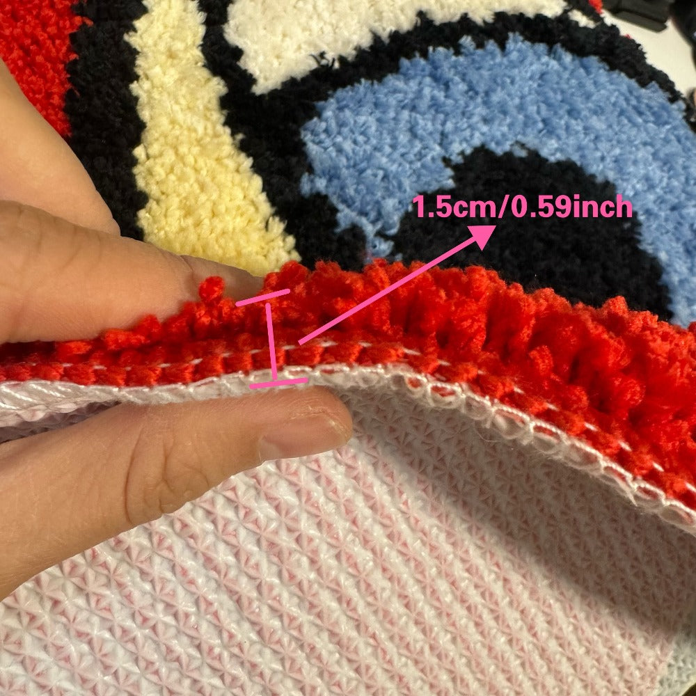 Eye Pattern Heart Shaped Bathroom Mat Plush Non-Slip Absorbent Bath Rug 20x24 inch Valentine Home Decor