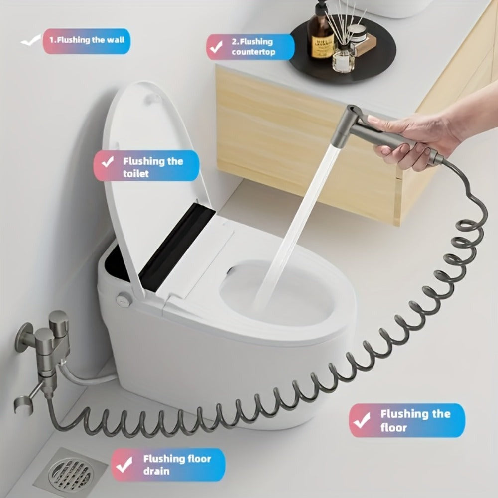 Handheld Bidet Sprayer Kit 6-Piece Wall Mounted Toilet Sprayer Set with Hose & Holder - Adjustable Pressure, Self-Cleaning Personal Hygiene Sprayer for Bathroom, Pet Shower & Toilet Cleaning