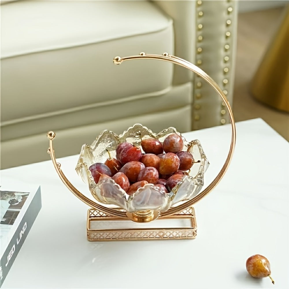 Glass Fruit Bowl Decorative Serving Tray - Modern Minimalist Centerpiece for Living Room, Dining & Kitchen | European Luxury Style Home Decor, Party Display for Thanksgiving, Christmas & New Year