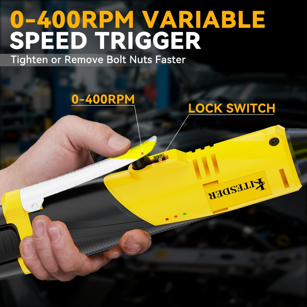 12V Electric Ratchet Wrench Set 400 RPM | 3/8¡± Cordless Power Ratchet Tool Kit with Variable Speed, 7 Sockets, 2.0Ah Lithium Battery & Fast Charger ¨C Pipeline & Auto Repair