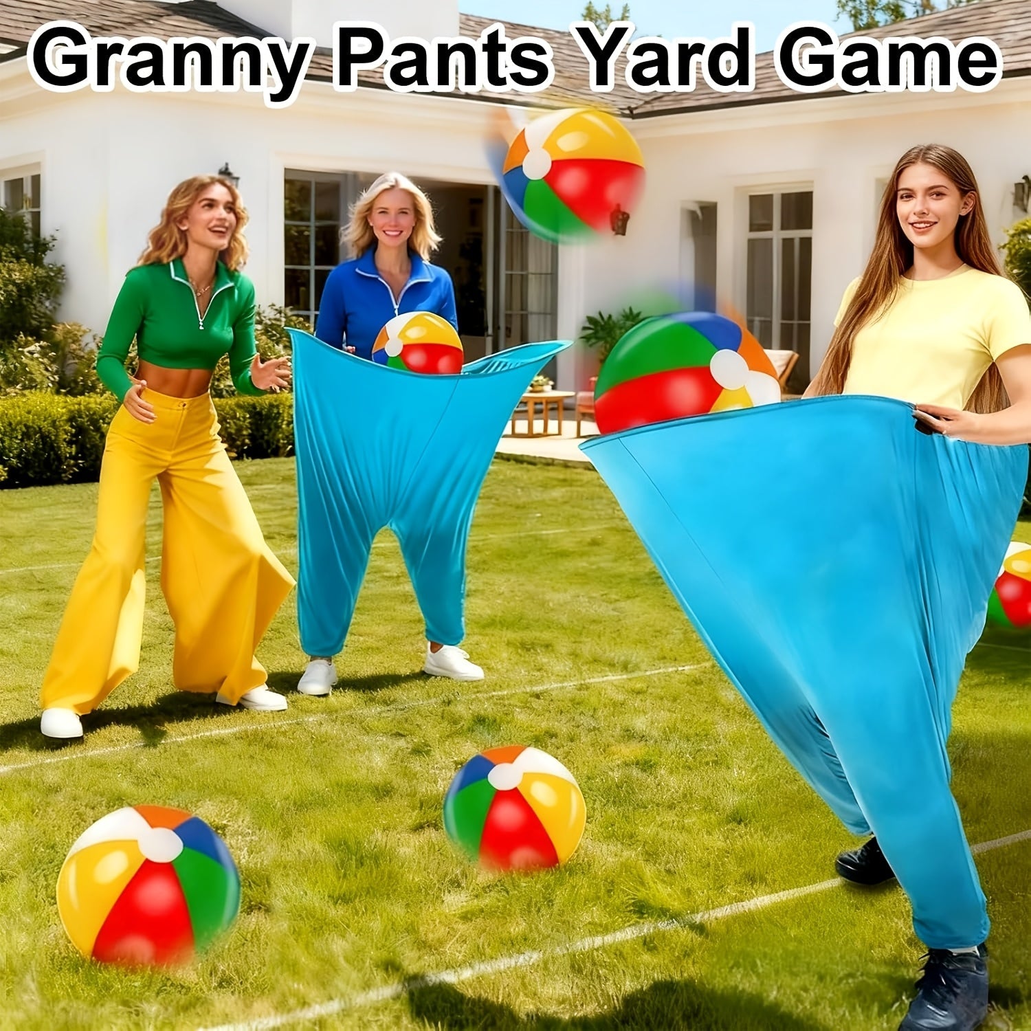 Grandma Pants Yard Game Inflatable Outdoor Party Game Set with Elastic Ball & Air Pump, Polyester