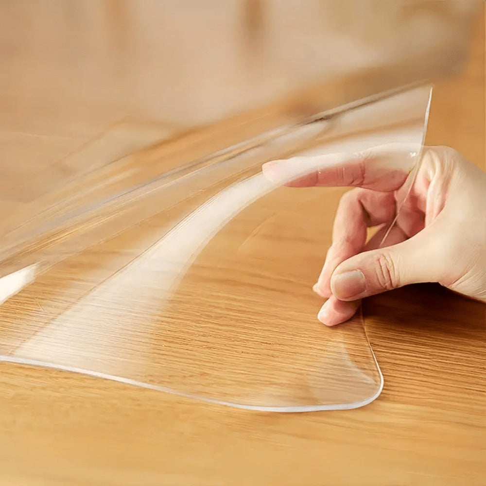 Clear PVC Tablecloth Table Protector 1.5mm Thick Transparent Table Cover Heat Resistant Scratch Resistant Waterproof Desk Mat for Dining Table Home Office Restaurant Coffee Table Multiple Sizes