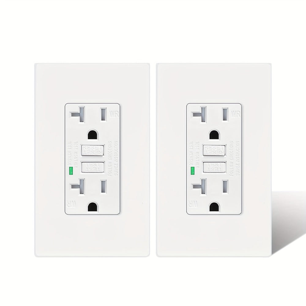 GFCI Outlet 20 Amp Tamper Resistant WR Weather Resistant with Wall Plate ETL Listed LED Indicator Test Reset Button Ground Fault Circuit Interrupter for Bathroom Kitchen Garage 2 4 6 10 20 Pack Black White