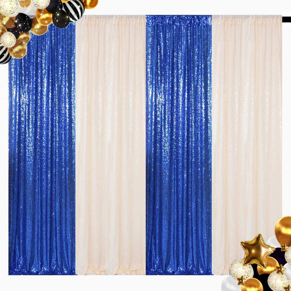 Sequin Backdrop Curtain 4 Panels 2FTx8FT ¨C Shimmer Glitter Background for Wedding Party Photo Booth Decoration