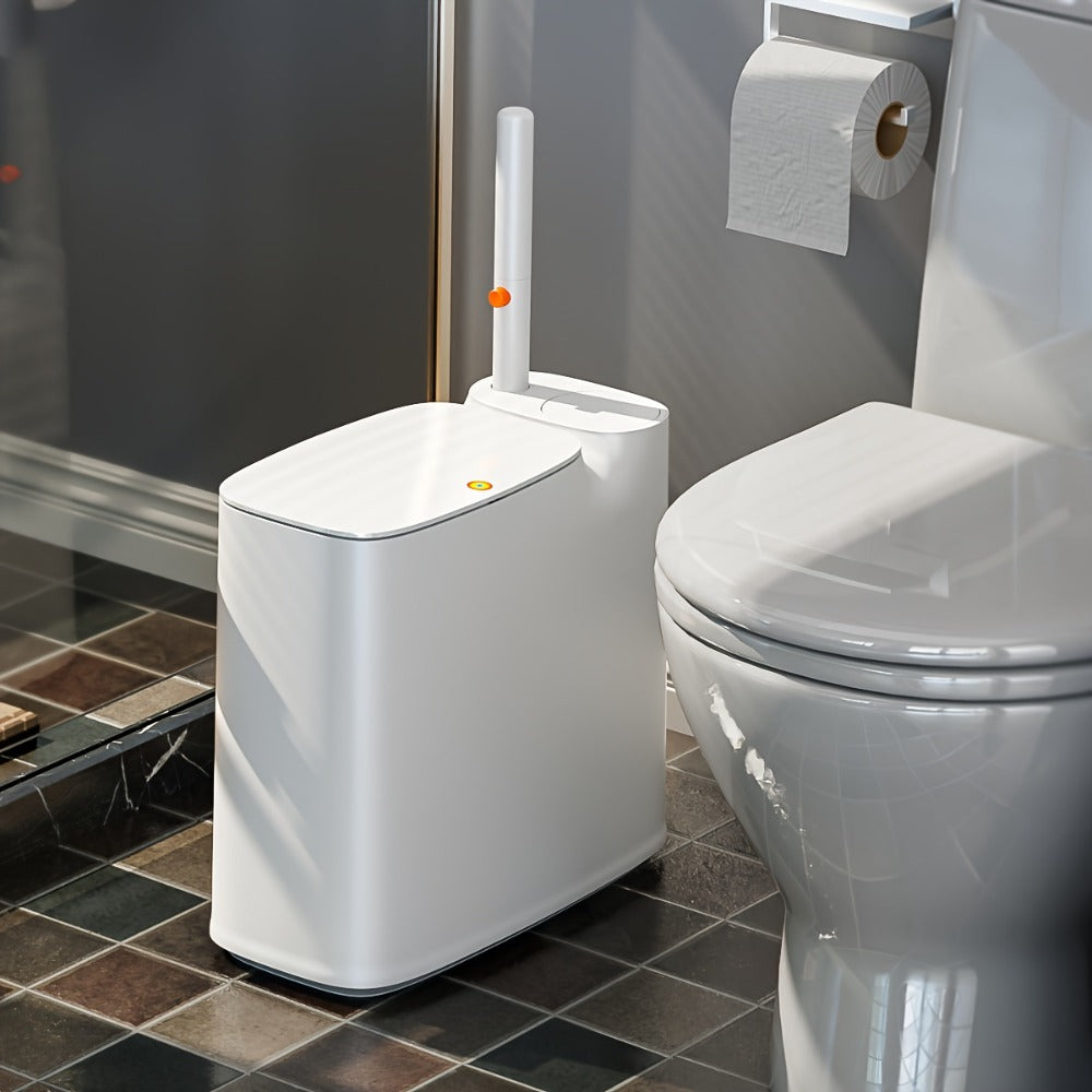 Disposable Toilet Brush with Trash Can 3-in-1 Set Replaceable Brush Heads Space-Saving Bathroom Cleaner with Lid Odor-Proof Waste Bin for Bathroom RV Small Toilet