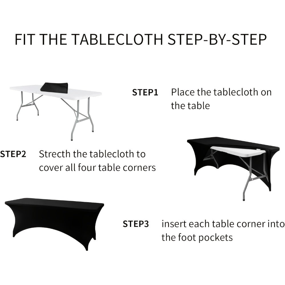 Spandex Tablecloth 6 Foot Rectangular Stretch Table Cover for Parties Weddings Banquets ¨C Wrinkle-Free Full Coverage Fitted Table Cloth for Events