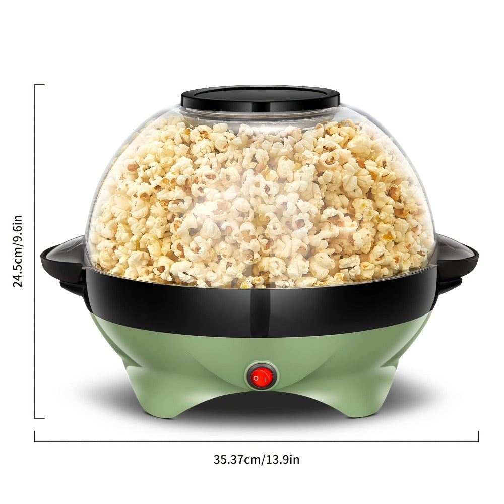 Popcorn Machine 800W Electric Stirring Popcorn Maker ¨C 6-Quart Non-Stick Plate, Quick-Heat Technology, Cool-Touch Handles, 2-in-1 Lid & Bowl for Home Movie Night