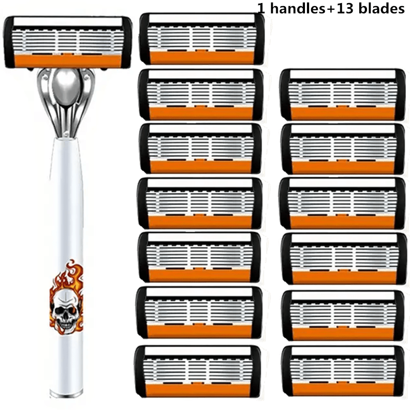 Men's Safety Razor with Replacement Blades - Anti-Slip Stainless Steel Handle Shaver for Beard & Sideburns, Classic Style Wet Shaving Razor, Multiple Blade Bundle Options