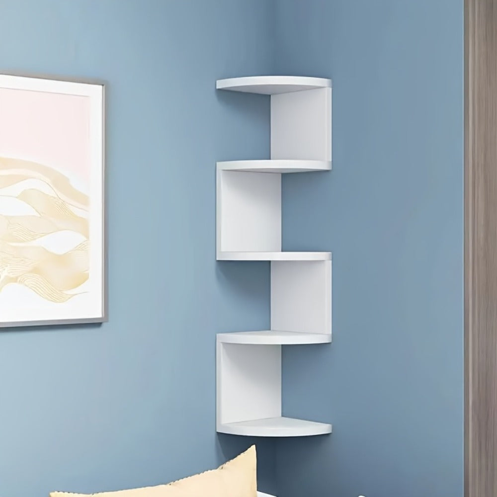 Corner Wall Shelf 3-5 Tier Floating Hanging Corner Shelf Wall Mounted Storage Organizer for Living Room Bedroom Kitchen Bathroom Office