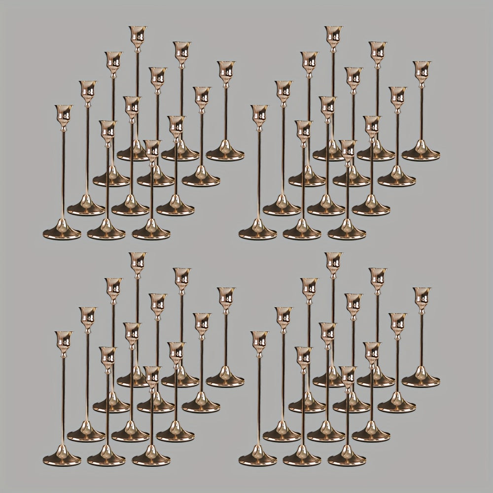Copper Plated Candlestick Holders Bulk Set ¨C Retro Minimalist Taper Candle Holders for Wedding Birthday Christmas Dining Table Fireplace Decor