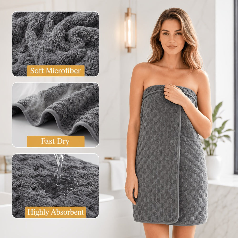 Oversized Bath Towel Set 800GSM 32x64 Inch Extra Large Microfiber - Ultra Soft Quick Dry Striped Spa Grade | Single or 4pcs Random Color | Beige White Light Blue Dark Gray | Modern Coastal Home Gift