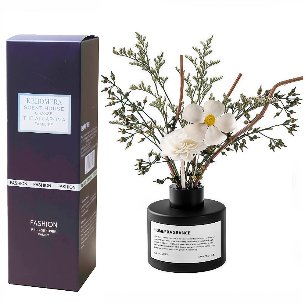 Reed Diffuser Set with Dried Flowers ¨C Jasmine, Cedar, Sandalwood & Gardenia Scents, 120ml 90-Day Long-Lasting Home Fragrance