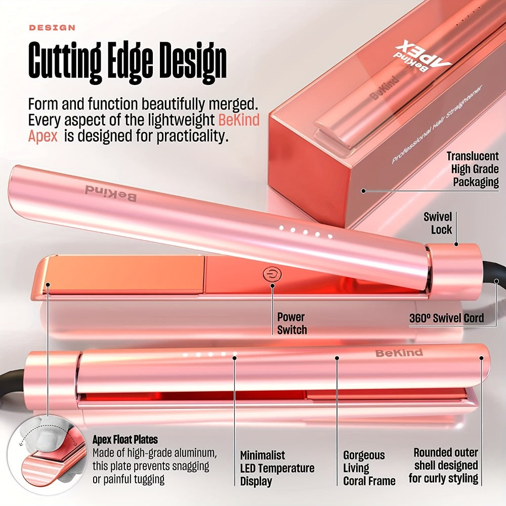 Hair Straightener Flat Iron 2-in-1 Curling Iron | 460¡ãF Professional Ceramic Plates | 15s Fast Heating | Temp Memory | UltraSmooth Anti-Frizz | Gift Set for Women Girls