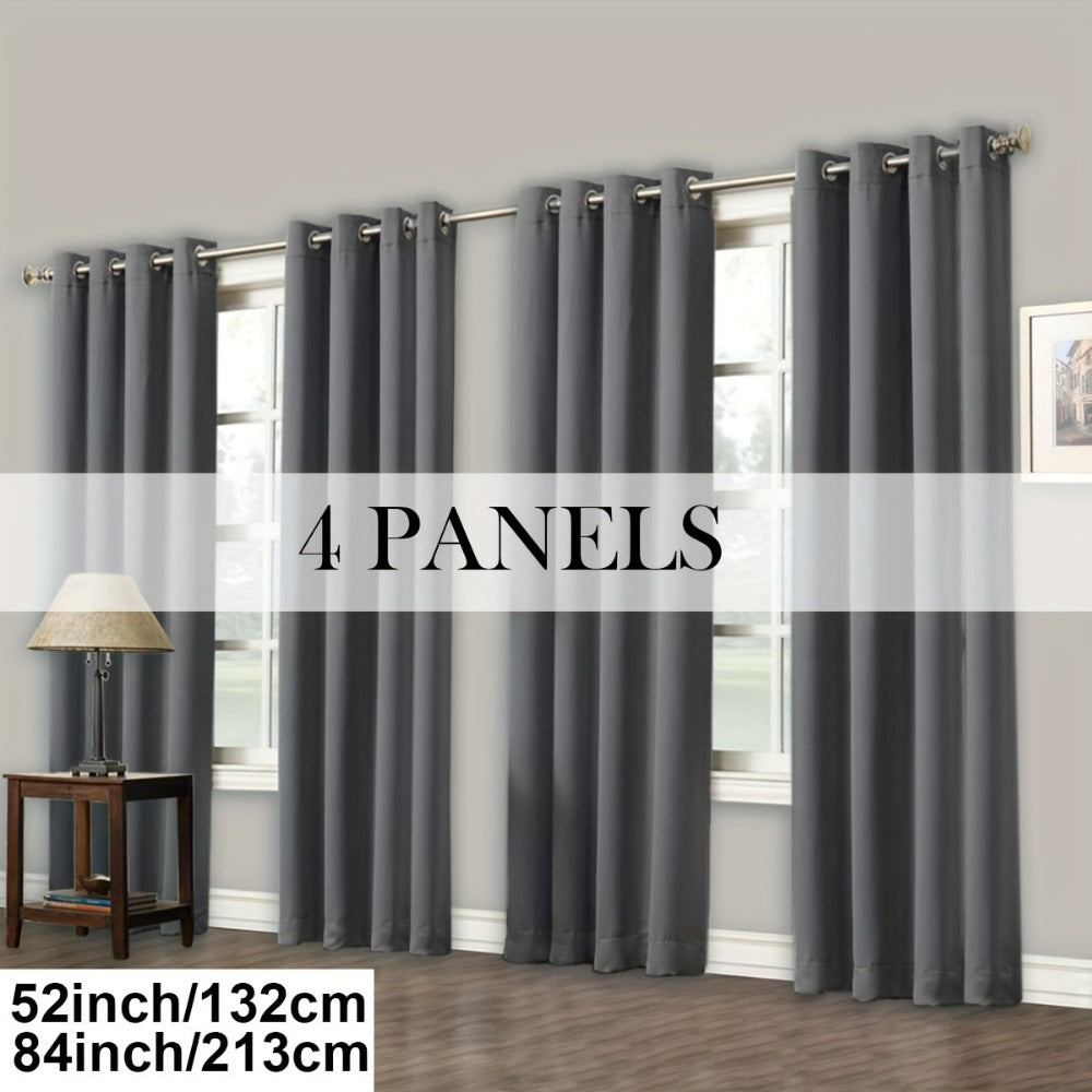 Blackout Curtains Grommet Top Room Darkening Window Drapes 4 Panels Set Living Room Bedroom