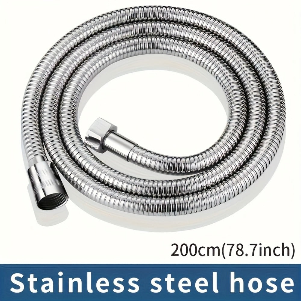 Flexible Stainless Steel Shower Hose Electroplated - Round Shape, Wall-Mounted Easy Install, for Rainfall Shower Heads & Sprayers, 59¡± / 78.7¡± / 118¡± Length Options, Chrome Finish