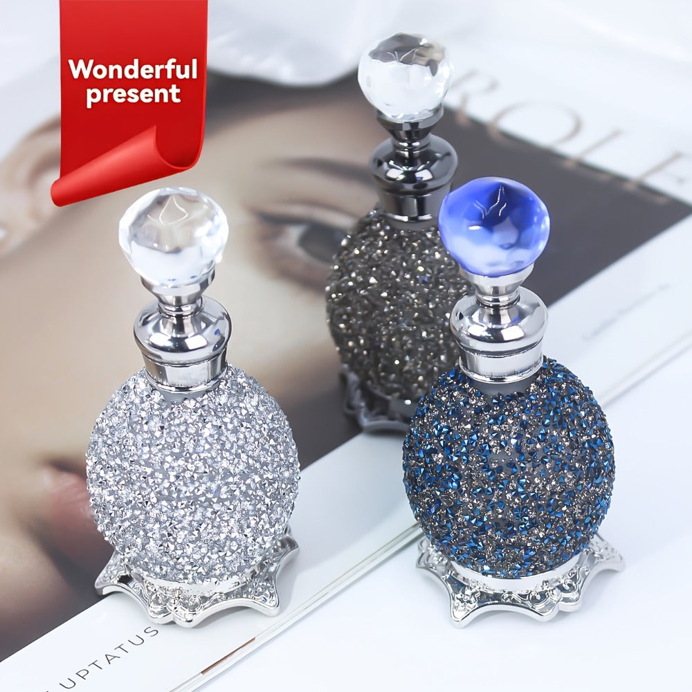 Perfume Bottle Refillable Atomizer 0.51oz, Vintage Imitation Crystal Arabic Style Empty Essential Oil Spray Bottle, Portable Travel Perfume Decanter for Dressing Table Home Decoration Gift