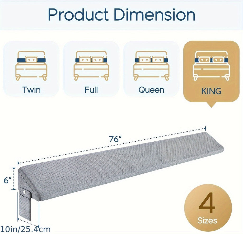 Bed Wedge Pillow Bed Gap Filler - Memory Foam Mattress Wedge Headboard Pillow for Sleeping, Backrest & Post-Surgery Support