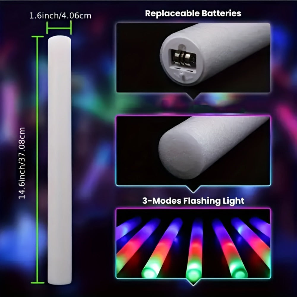 LED Glow Sticks Party Set ¨C Foam Glow Sticks with 3 Light Modes, Glow Glasses, Headbands & Finger Lights for Rave, Wedding, Birthday, Concert, Halloween, Christmas & New Year Party Supplies, 11/36/52pcs