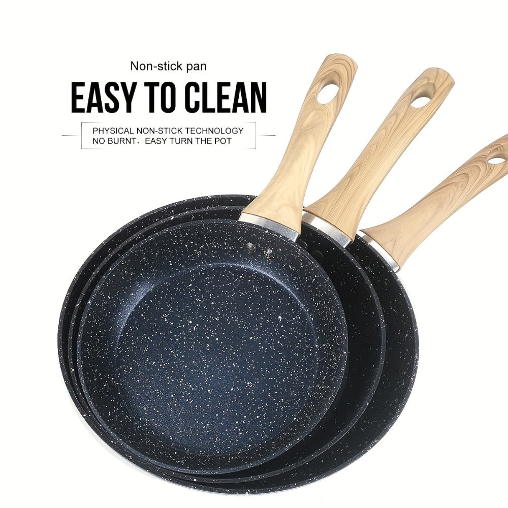 Non-Stick Frying Pan Set 3-Piece 7 9.5 11 Inch ¨C Dishwasher Safe Skillet Set with Insulated Handle | Induction Compatible Home Kitchen Pans in Beige Grey & Black | Durable Even-Heating Cookware